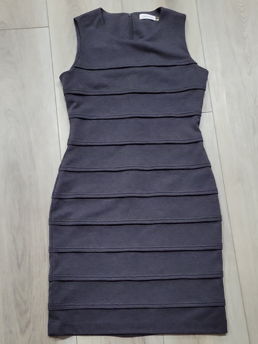 Calvin Klein Sleeveless Dark Gray Textured Midi Dress